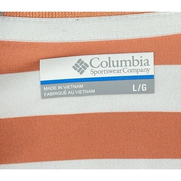 Columbia men’s polo shirt, large, PFG performance orange white stripe Omni-shade - Picture 4 of 11